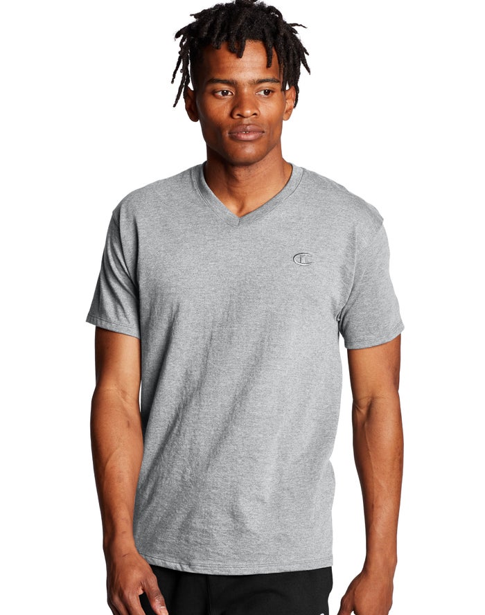 Champion Classic Jersey V-Neck T-Shirt Heren - Grijs - Belgie 0986KDCEN